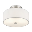 Livex Lighting Meridian 2-Light Metal & Fabric Ceiling Mount in Brushed Nickel