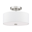 Livex Lighting Meridian 2-Light Metal & Fabric Ceiling Mount in Brushed Nickel