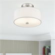 Livex Lighting Meridian 2-Light Metal & Fabric Ceiling Mount in Brushed Nickel