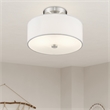 Livex Lighting Meridian 2-Light Metal & Fabric Ceiling Mount in Brushed Nickel