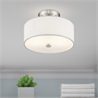 Livex Lighting Meridian 2-Light Metal & Fabric Ceiling Mount in Brushed Nickel