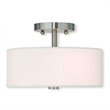 Livex Lighting Meridian 2-Light Metal & Fabric Ceiling Mount in Brushed Nickel