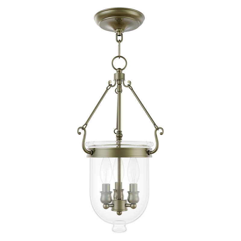 Livex Lighting Jefferson 3 Light Antique Brass Chain Lantern