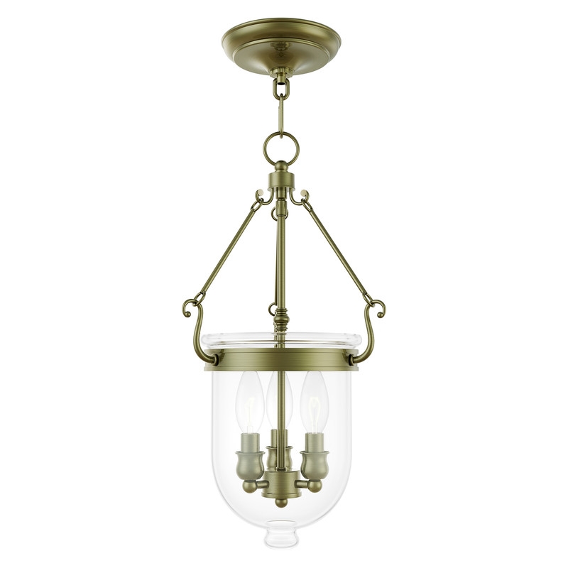 Livex Lighting Jefferson 3 Light Antique Brass Chain Lantern