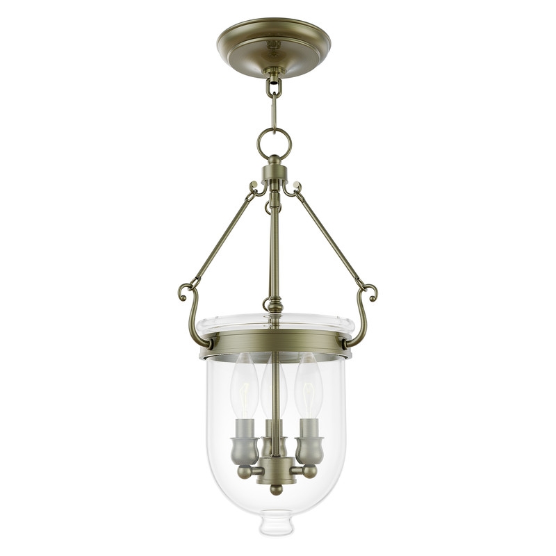 Livex Lighting Jefferson 3 Light Antique Brass Chain Lantern