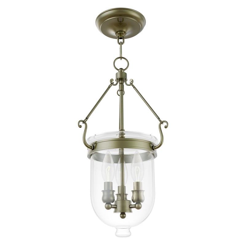 Livex Lighting Jefferson 3 Light Antique Brass Chain Lantern