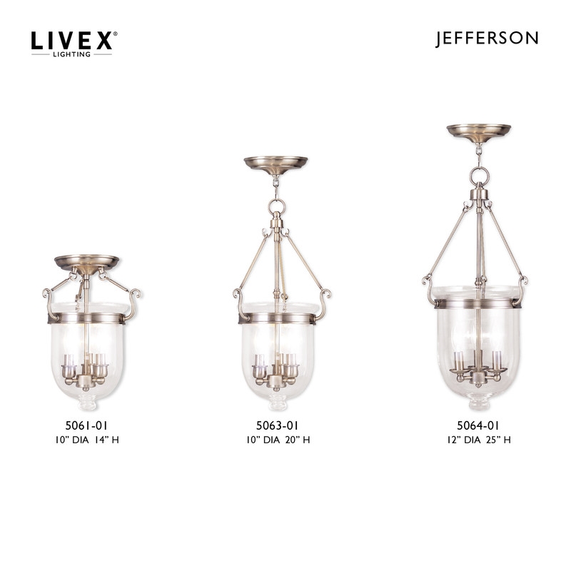 Livex Lighting Jefferson 3 Light Antique Brass Chain Lantern