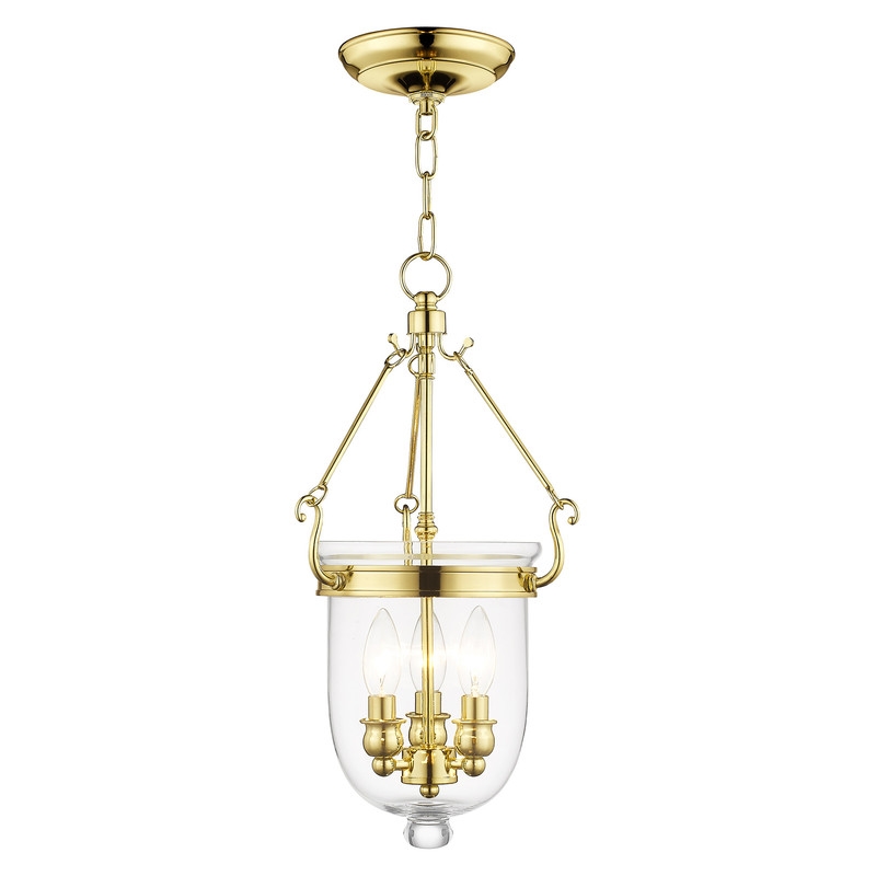 Livex Lighting Jefferson 3 Light Polished Brass Chain Lantern