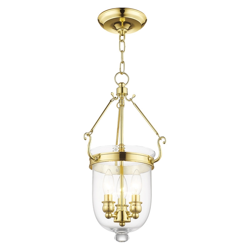 Livex Lighting Jefferson 3 Light Polished Brass Chain Lantern