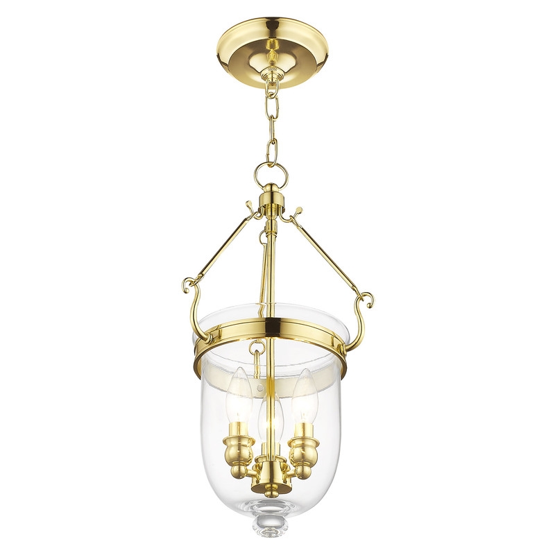 Livex Lighting Jefferson 3 Light Polished Brass Chain Lantern