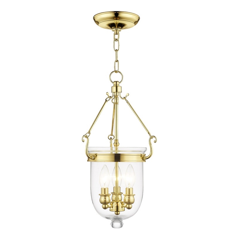 Livex Lighting Jefferson 3 Light Polished Brass Chain Lantern