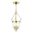 Livex Lighting Jefferson 3 Light Polished Brass Chain Lantern