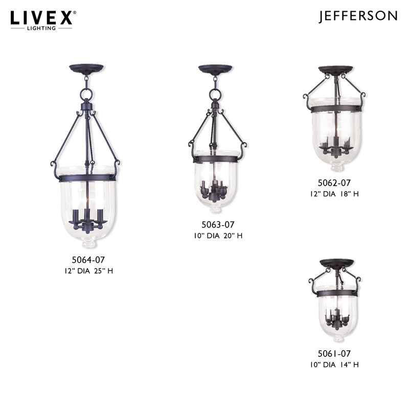 Livex Lighting Jefferson 3 Light Bronze Chain Lantern