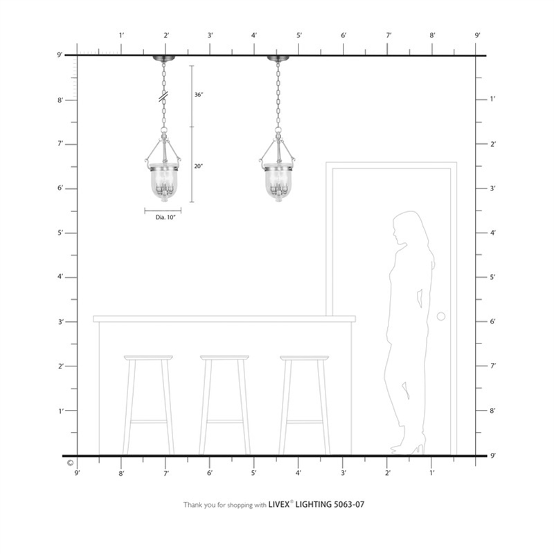 Livex Lighting Jefferson 3 Light Bronze Chain Lantern