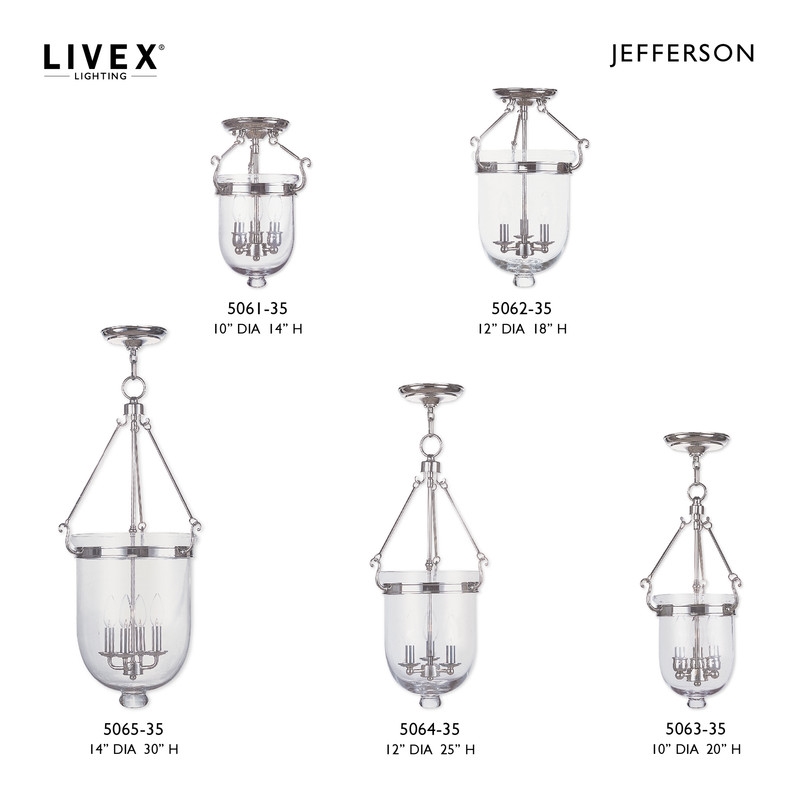 Livex Lighting Jefferson 3 Light Polished Nickel Chain Lantern