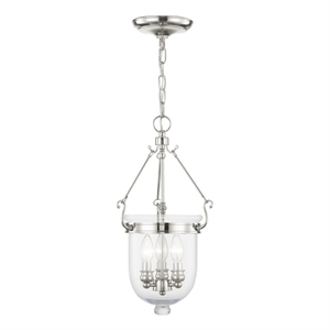 Livex Lighting Jefferson 3 Light Polished Nickel Chain Lantern