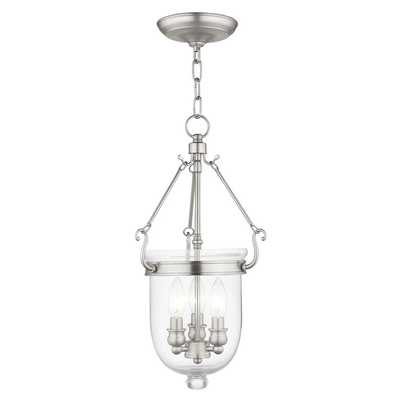 Livex Lighting Jefferson 3 Light Brushed Nickel Chain Lantern