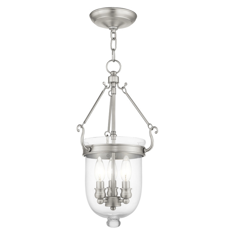 Livex Lighting Jefferson 3 Light Brushed Nickel Chain Lantern