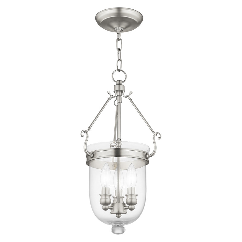 Livex Lighting Jefferson 3 Light Brushed Nickel Chain Lantern