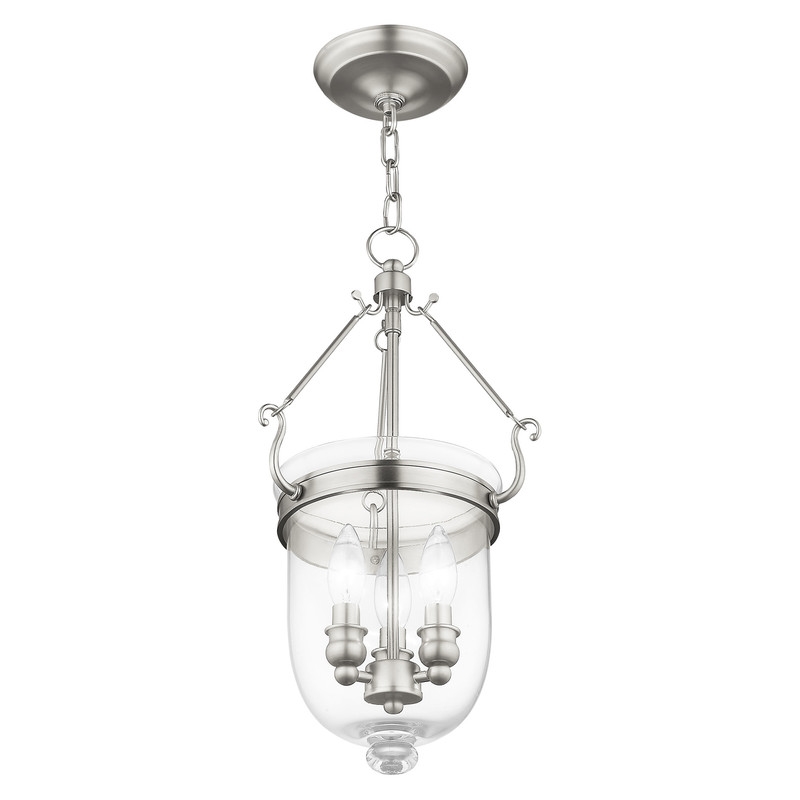 Livex Lighting Jefferson 3 Light Brushed Nickel Chain Lantern
