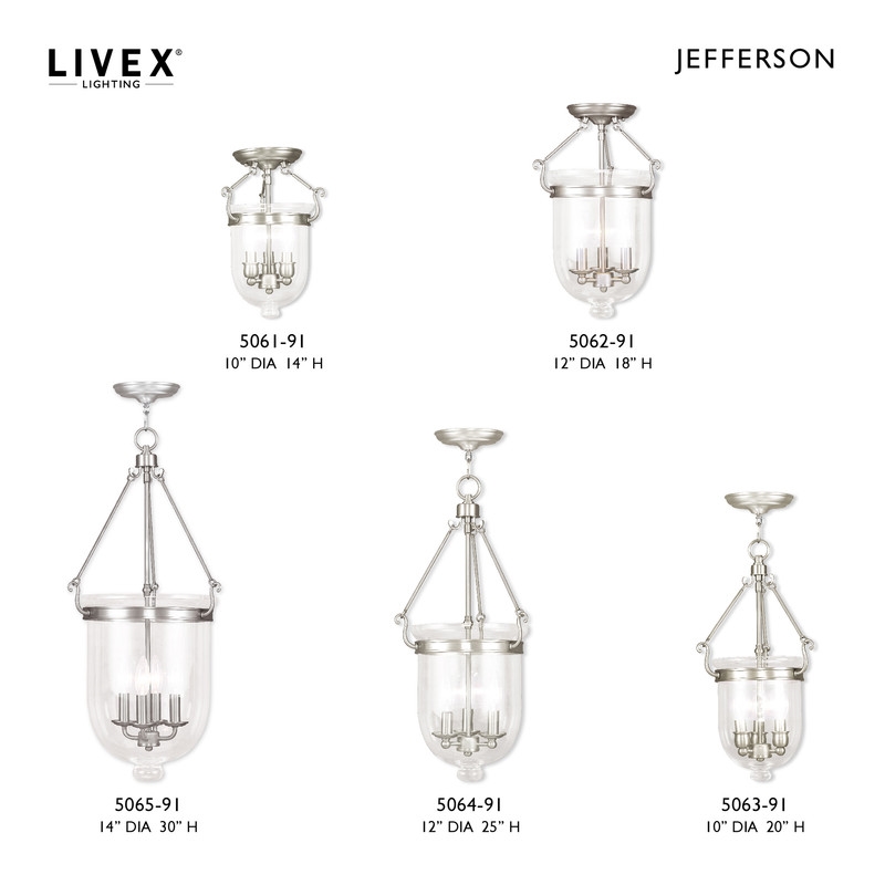 Livex Lighting Jefferson 3 Light Brushed Nickel Chain Lantern
