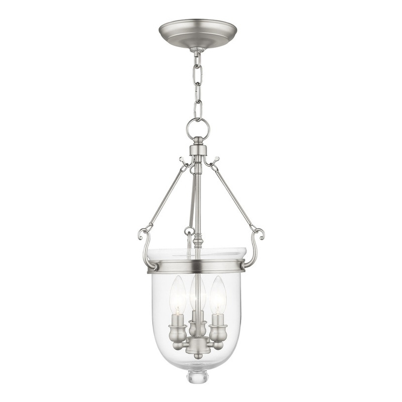 Livex Lighting Jefferson 3 Light Brushed Nickel Chain Lantern