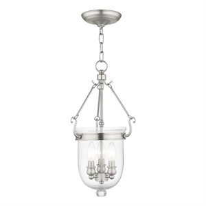 Livex Lighting Jefferson 3 Light Brushed Nickel Chain Lantern