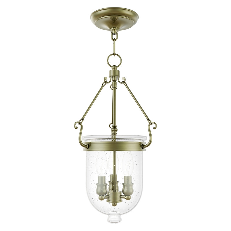 Livex Lighting Jefferson 3 Light Antique Brass Chain Lantern