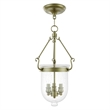 Livex Lighting Jefferson 3 Light Antique Brass Chain Lantern