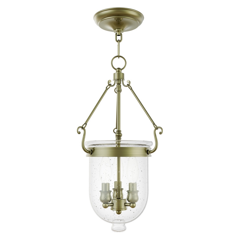 Livex Lighting Jefferson 3 Light Antique Brass Chain Lantern