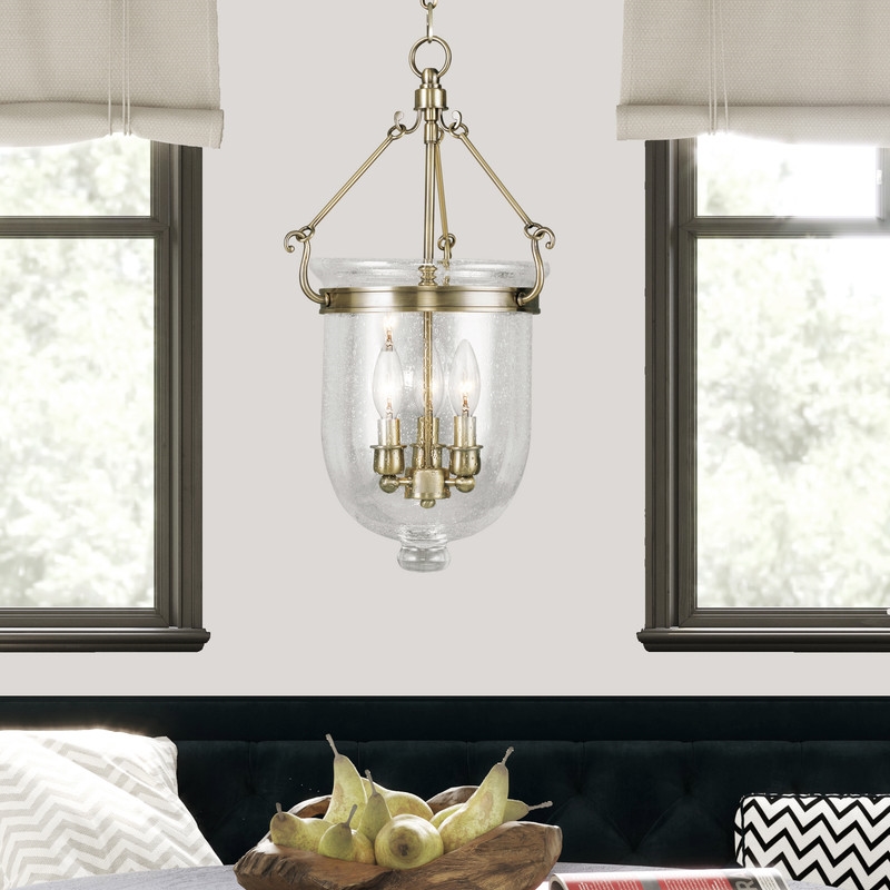 Livex Lighting Jefferson 3 Light Antique Brass Chain Lantern
