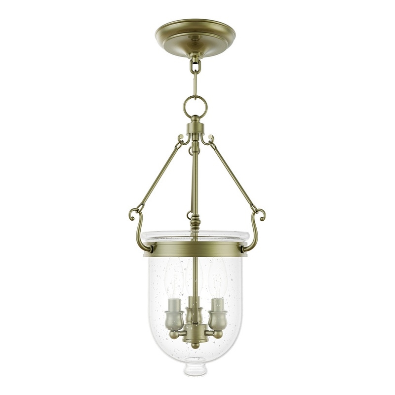 Livex Lighting Jefferson 3 Light Antique Brass Chain Lantern
