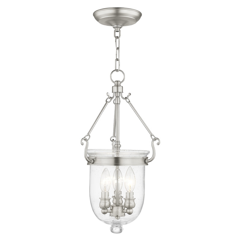 Livex Lighting Jefferson 3 Light Brushed Nickel Chain Lantern