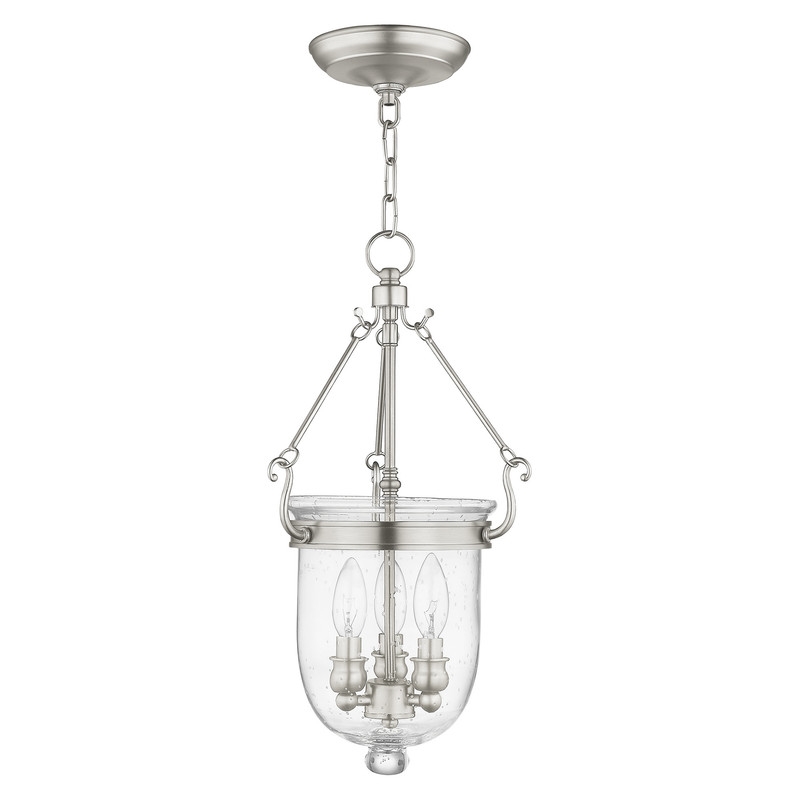 Livex Lighting Jefferson 3 Light Brushed Nickel Chain Lantern