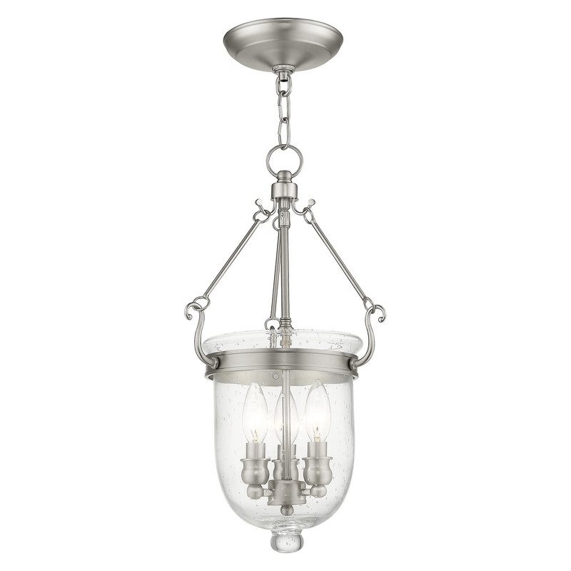 Livex Lighting Jefferson 3 Light Brushed Nickel Chain Lantern