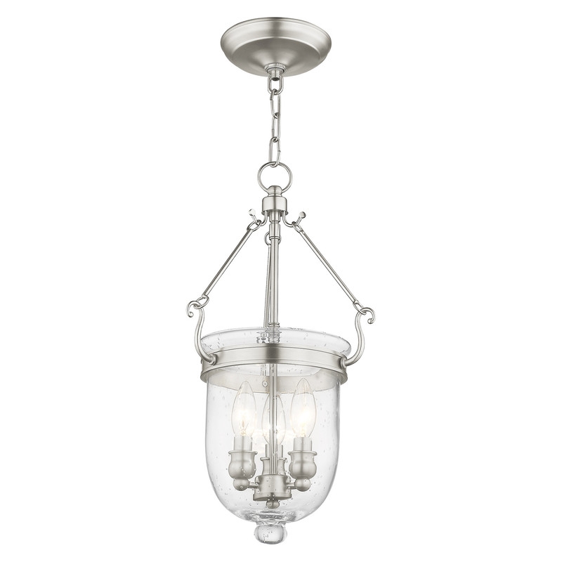 Livex Lighting Jefferson 3 Light Brushed Nickel Chain Lantern