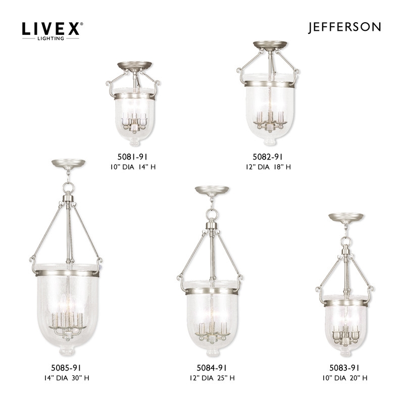 Livex Lighting Jefferson 3 Light Brushed Nickel Chain Lantern