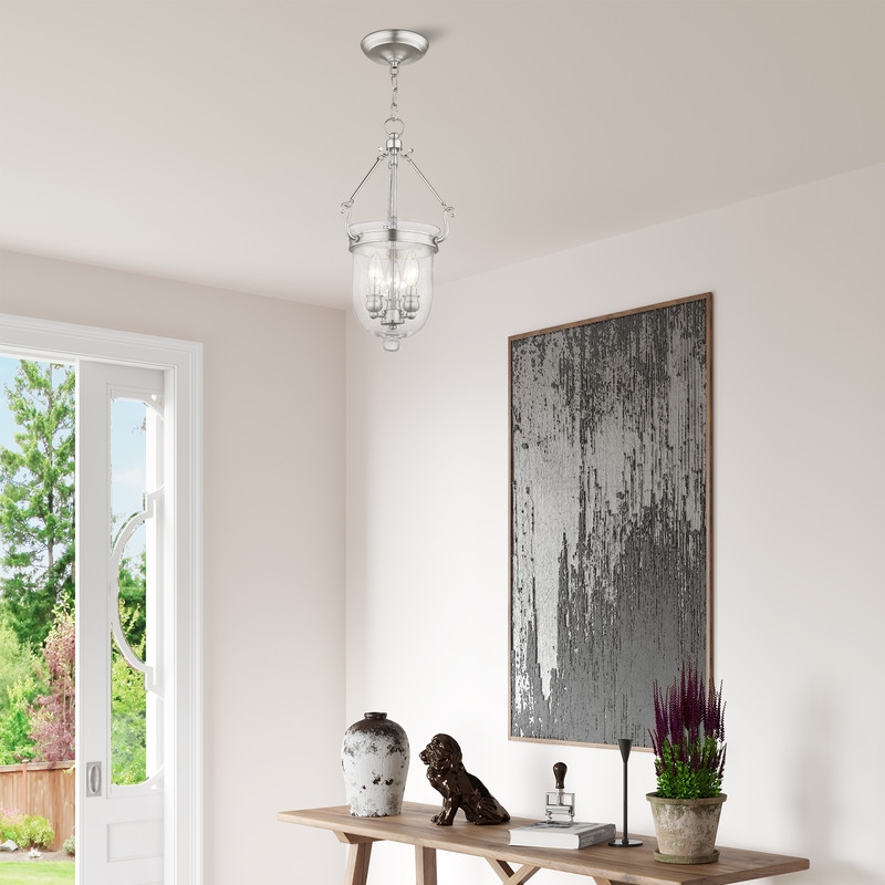 Livex Lighting Jefferson 3 Light Brushed Nickel Chain Lantern