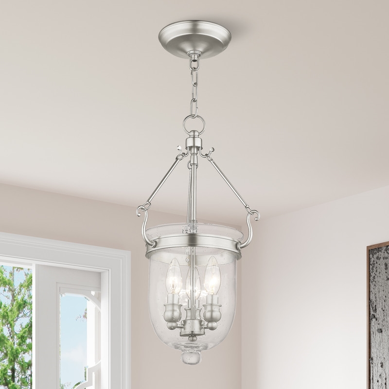Livex Lighting Jefferson 3 Light Brushed Nickel Chain Lantern