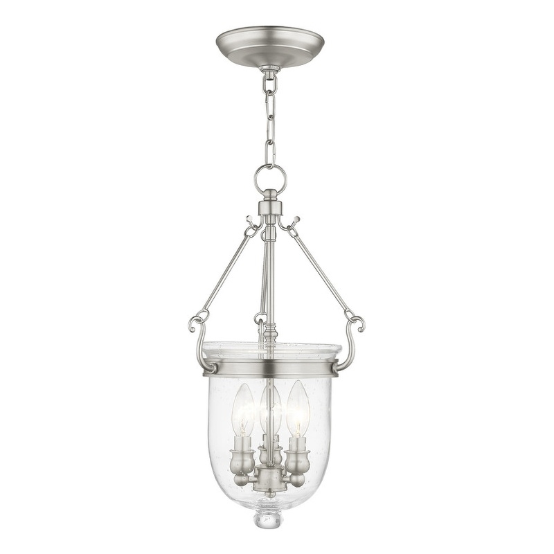 Livex Lighting Jefferson 3 Light Brushed Nickel Chain Lantern