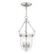 Livex Lighting Jefferson 3 Light Brushed Nickel Chain Lantern