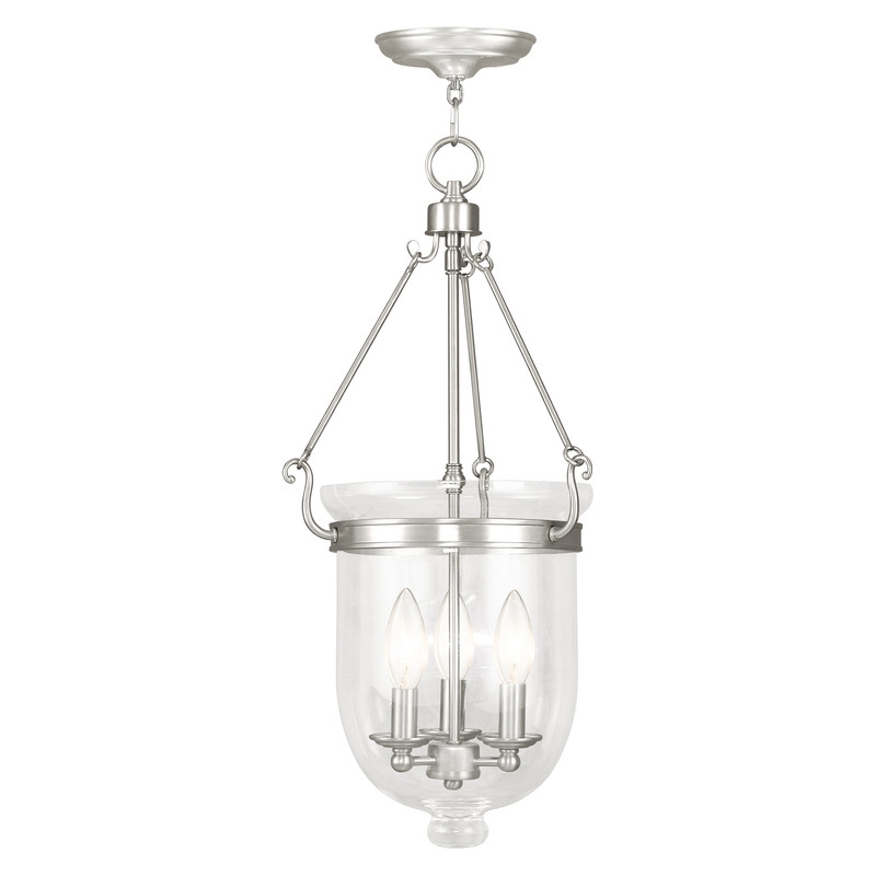 Livex Lighting Jefferson 3 Light Brushed Nickel Chain Lantern