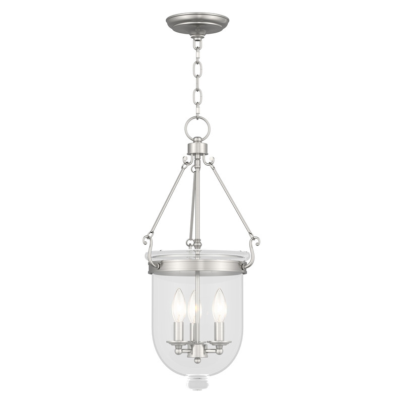 Livex Lighting Jefferson 3 Light Brushed Nickel Chain Lantern