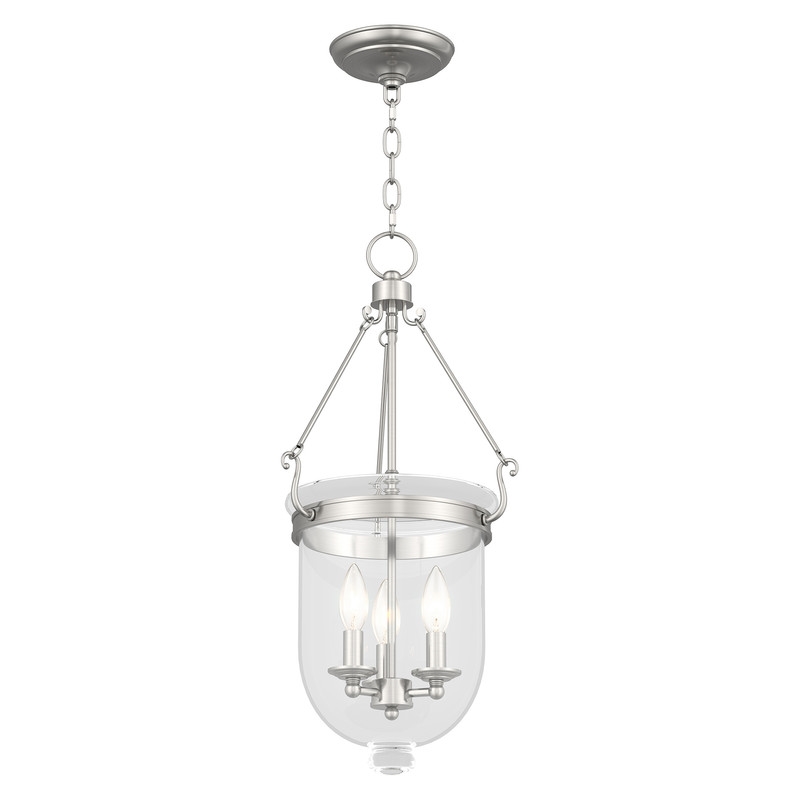 Livex Lighting Jefferson 3 Light Brushed Nickel Chain Lantern
