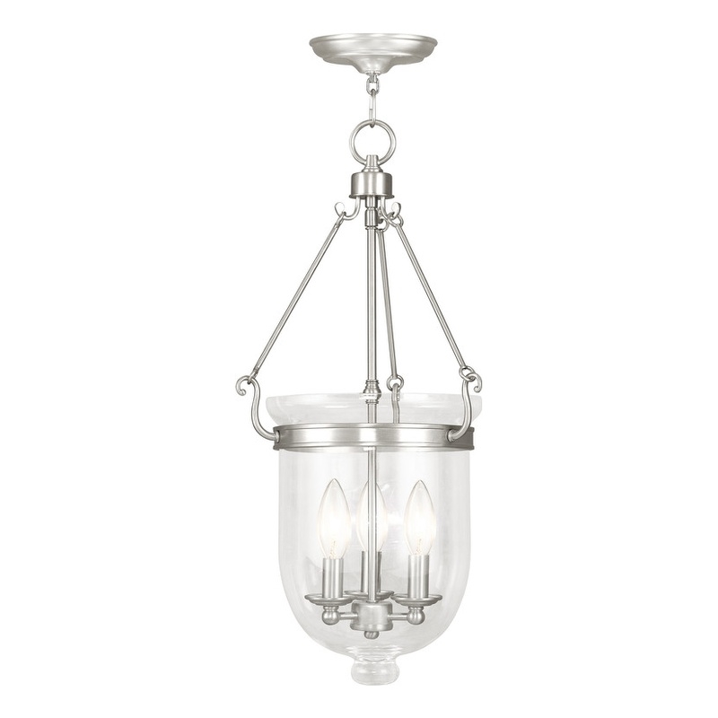 Livex Lighting Jefferson 3 Light Brushed Nickel Chain Lantern
