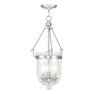 Livex Lighting Jefferson 3 Light Brushed Nickel Chain Lantern