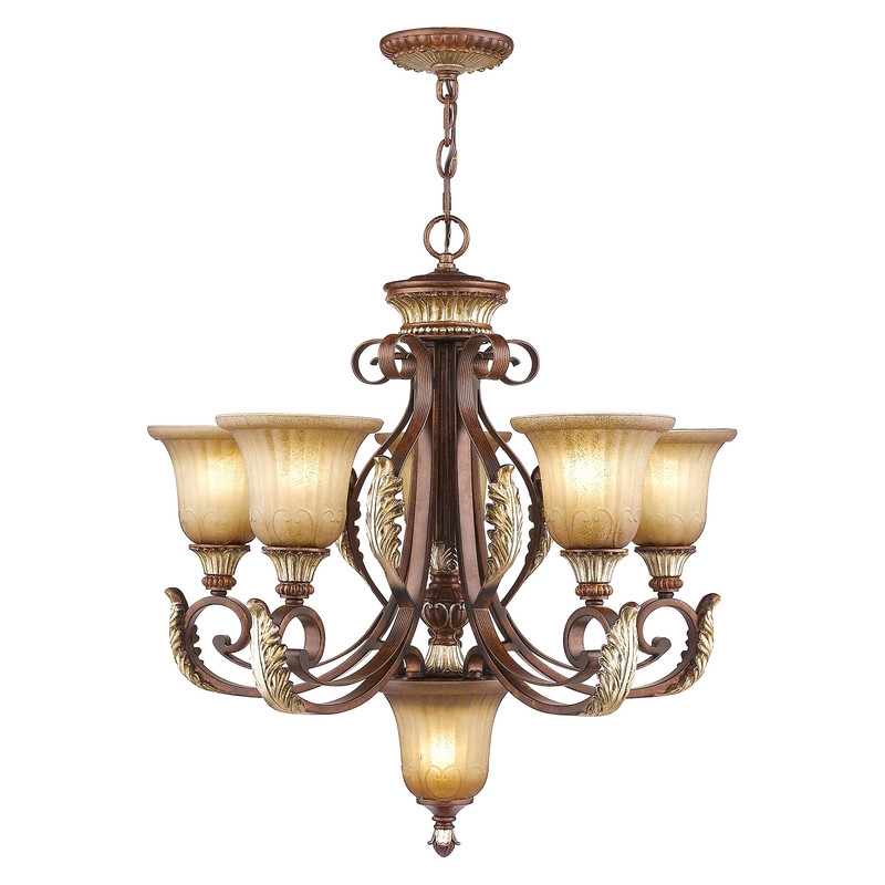 Livex Lighting Villa Verona Chandelier in Bronze with Aged Gold Leaf Multi-Color