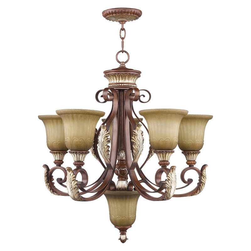 Livex Lighting Villa Verona Chandelier in Bronze with Aged Gold Leaf Multi-Color