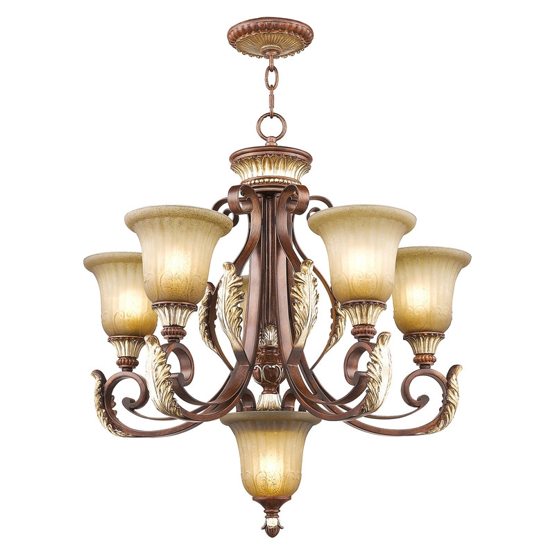 Livex Lighting Villa Verona Chandelier in Bronze with Aged Gold Leaf Multi-Color