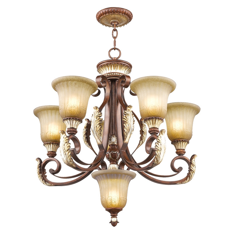 Livex Lighting Villa Verona Chandelier in Bronze with Aged Gold Leaf Multi-Color